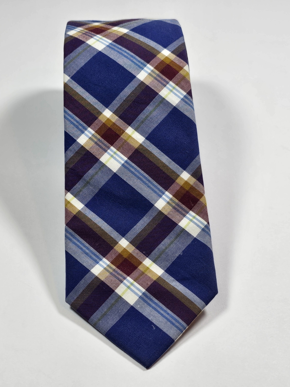 1901 Plaid Tie in Navy, Burgundy and Gold